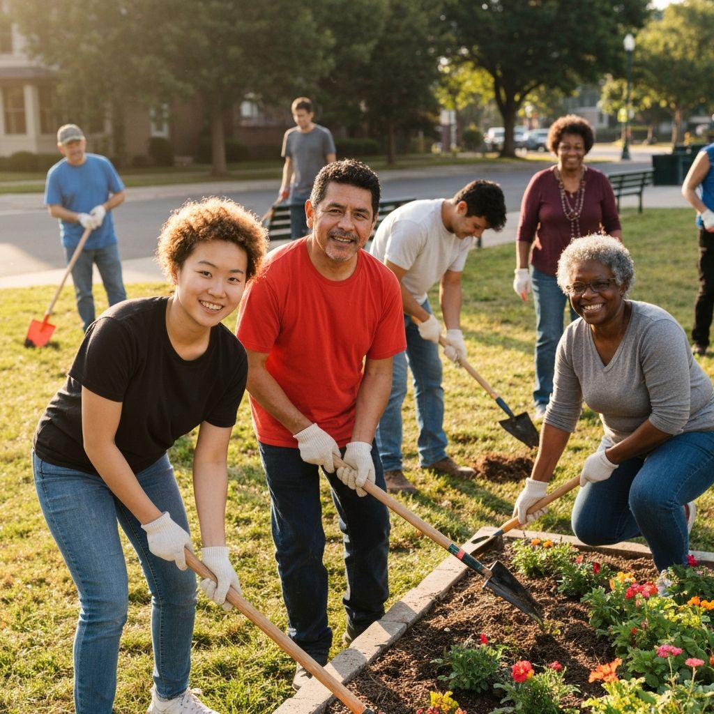 Church members serving together